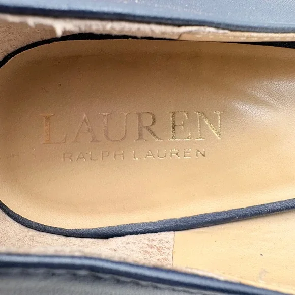 Lauren Ralph Lauren Lanette Navy Blue Leather Pointed Toe Kitten Heel Pumps 9.5 - Picture 8 of 10